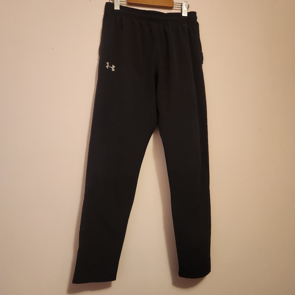 Under Armour UA Mens Knit Warmup Sweatpants Black Zippered Ankles Size M
